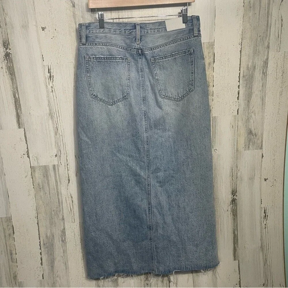 PISTOLA High Rise Alice Denim Midi Maxi Skirt Brooklyn Size 30 Raw‎ Hem Slit